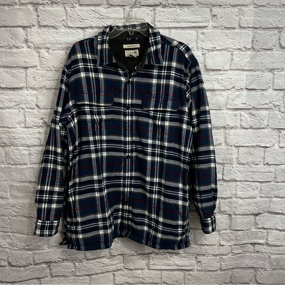 LL Bean Men's Fleece-Lined Flannel Shirt Traditional Fit large blue plaid - Picture 1 of 7